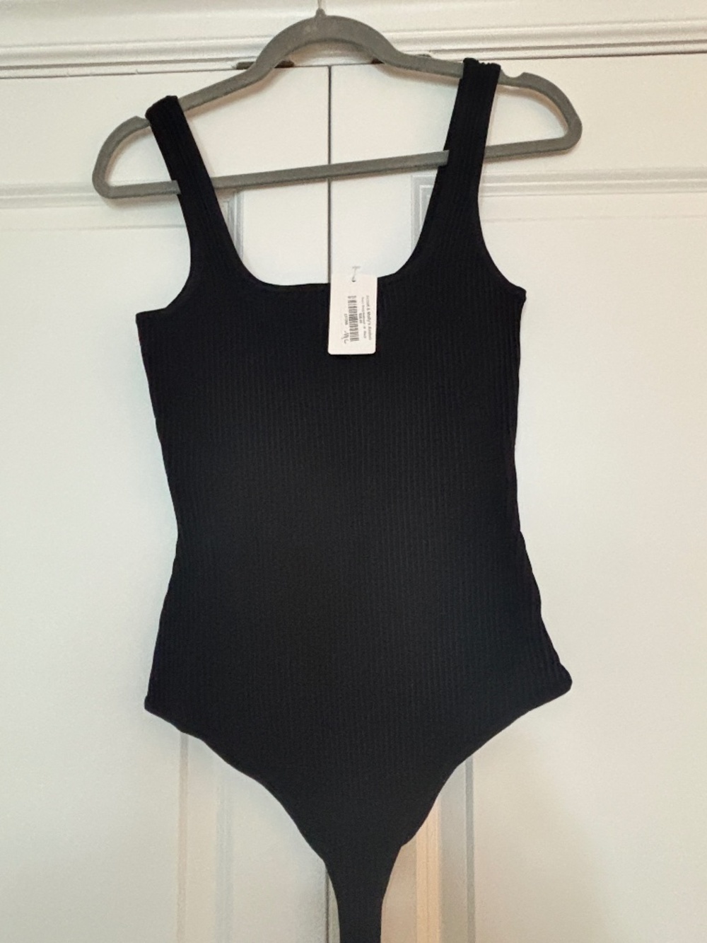 NWT Debut Black Ribbed Knit Scoop Neck Bodysuit M/L